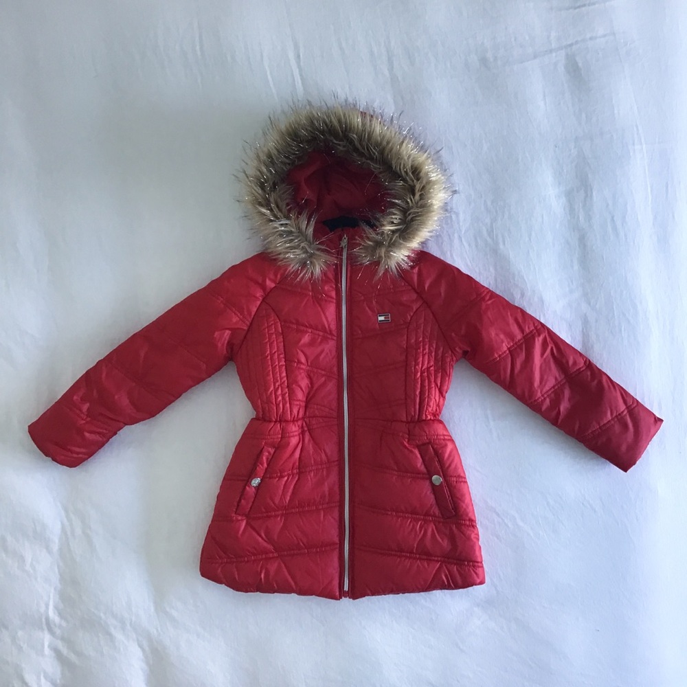 Tommy Hilfiger Girls Sz 7 Puffer Scarlet Sage NWT